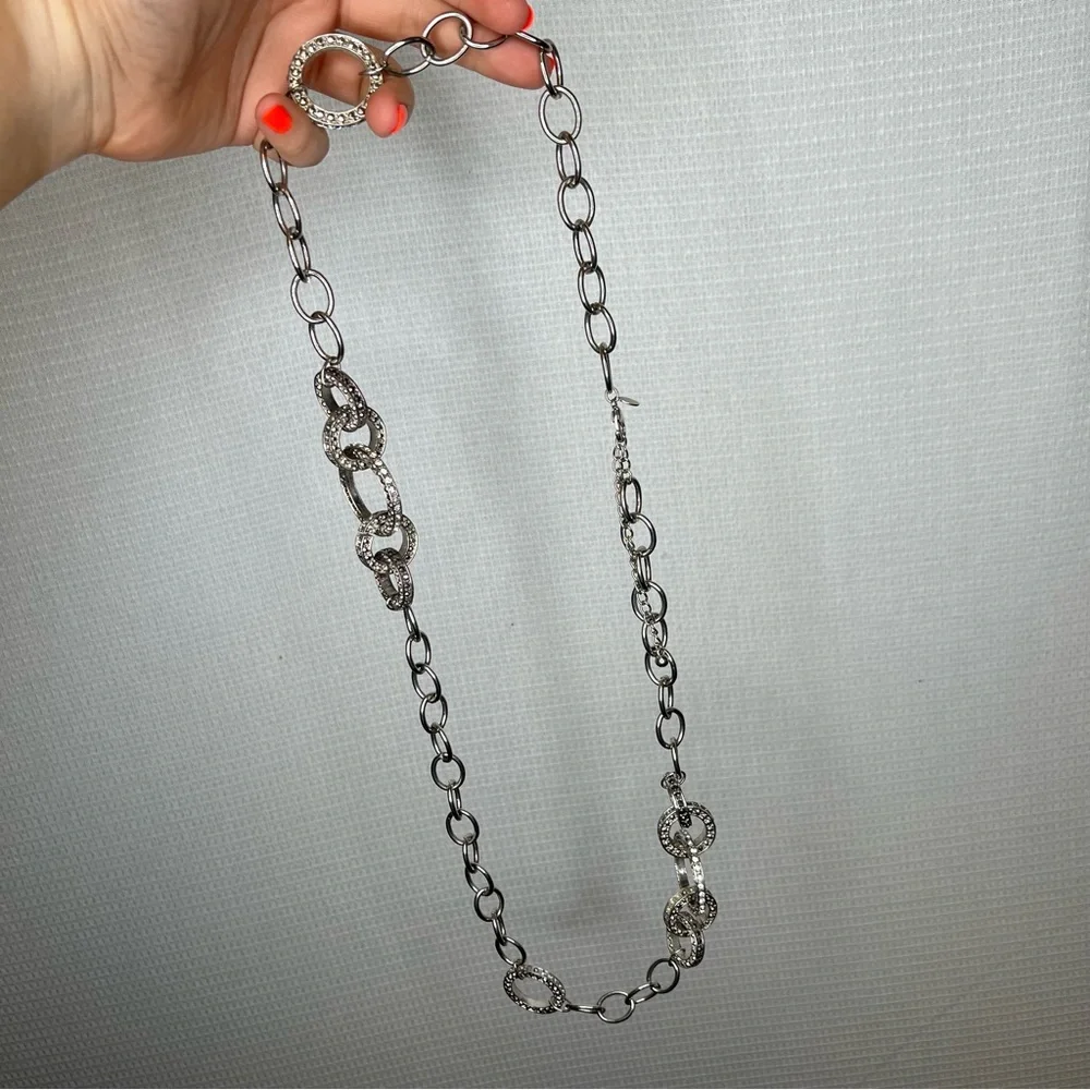 Chico's | Silver Circle Link Jewel Accent Belt‎ Nickel